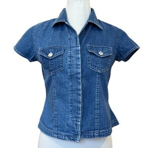 Casual Blue Denim Button-Down Shirt